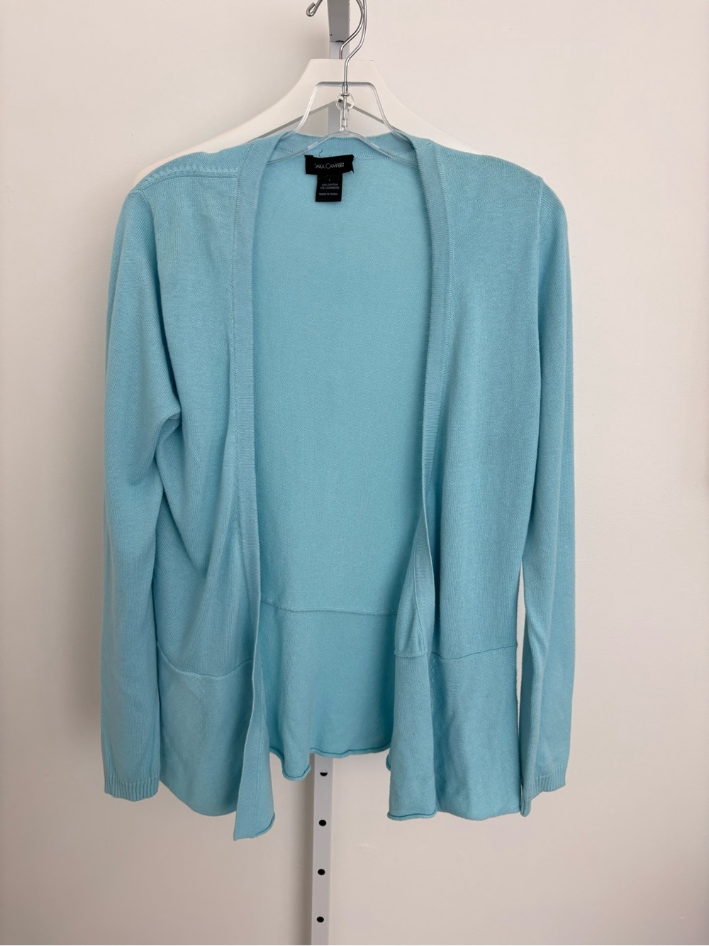 Sara Campbell Light Blue Open-Front Cardigan